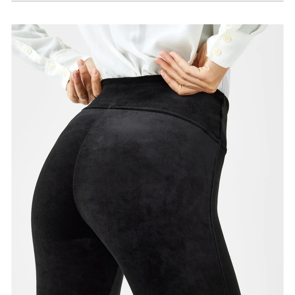 SPANX Womens Velvet Sleek Black Tummy control Leggings Size M - Picture 6 of 14